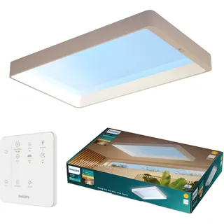 Philips LED Deckenleuchte Skylight VitaUp LED Panel mit Tageslichtsimulation, IP44, Abschaltautomatik, CCT - über Fernbedienung, Dimmfunktion, Ein-/Ausschalter, Farbsteuerung, Farbwechsel, Fernbedienung, Infrarot inkl., Memoryfunktion, Softlichtstart, dimmbar über Fernbedienung, mehrere Helligkeitsstufen, LED fest integriert, Tageslichtweiß, unterstützt Vitamin-D-Produktion, BioUp, inkl. Fernbedienung weiß 60 cm x 92,7 cm x 8,6 cm