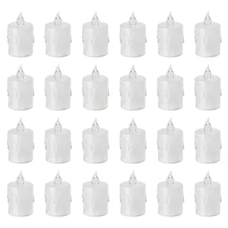 Dtaigou Flammenlose LED-Kerzen, batteriebetriebene Kerze,Kristall-LED-Teelichtkerze - 24 x blinkende, batteriebetriebene kleine LED-Kerzen, geeignet für Hochzeiten, Esstische, Heimdekoration