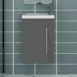 Badezimmer Badmöbel 45 cm Waschtisch mit Unterschrank Gäste WC Anthrazit