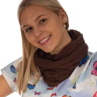 DOLCE ABBRACCIO by RiemTEX Loop Schal Damen Schlauchschal mit Geheimfach Kuscheliger Loopschal aus Jersey Halstuch in Uni Farben (Braun) - Länge 170cm (endlos) Breite 22cm