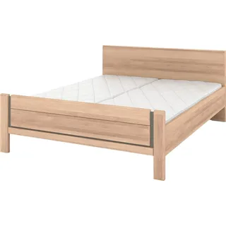Musterring Holzbett Sorrent, Bettgestell, Bettrahmen, teilmassiv Eiche (MADE IN GERMANY), Eiche teilmassiv, Liegehöhenverstellung, Stollenfußteil braun 180 cm x 220 cm