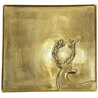 Tablett HIRSCH (LBH 37x37x1,50 cm) - gold - LBH 37x37x1,50 cm