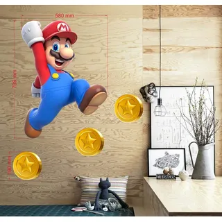 BOARA Wandaufkleber, Wandbilder Mario, Wandtattoo Super Mario Pattern 799mmX 580mm