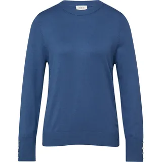 Feinstrickpullover aus Viskosemix mit Zierknöpfen - blau - 48