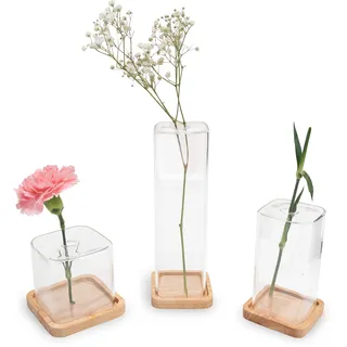 LUUK LIFESTYLE Glasvasen Cube, Deko, kleine Vase, Vasen-Set, minimalistisch, kleine Vase, quadratisch, eckig, rund, transparent, Vintage Stil, Geschenk zur Einweihungsparty, skandinavisches Design