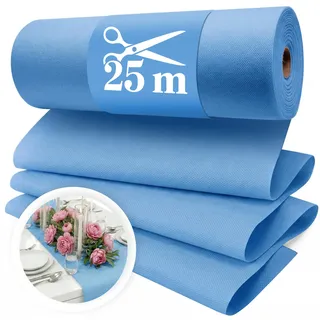 Vlies Tischläufer Hellblau [30cm x 25m] - Einweg Tischband als edle Tischläufer Tischdeko für Hochzeit, Kommunion, Taufe, Geburtstag, Weihnachten und Biertisch Feste