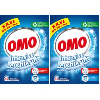 Omo Waschpulver XXXL Vollwaschmittel für intensive Leuchtkraft und hygienische Frische 85 WL (Packung mit 2)