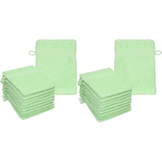 Betz 20 Stück Waschhandschuhe PALERMO 100% Baumwolle Waschlappen Set Größe 16x21 cm  Farbe Grün