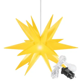 Leuchtstern 3D XXL mit LED Beleuchtung | gelb | |Ø 100cm | Stern mit 18 Spitzen | wetterfest | Garten Deko, Wohnzimmer, Weihnachtsdeko | Weihnachtsstern | mit Timer | 7,5m Kabel