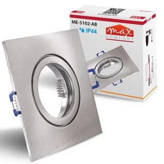 Maxkomfort Bad Einbaustrahler IP44 Eckig Edelstahl-Optik 90x90mm – Rostfreier Einbauspot inkl. GU10 Fassung | Deckenspot Feuchtraum Dusche Deckenstrahler | 5102