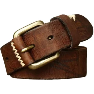 NALANY Vintage Distressed Vollnarbenleder Gürtel 4mm Dick Schwerer Handgefertigter Ledergürtel Taillengürtel Aus Echtem Für Jeans Hosen(125cm/49, Brown)