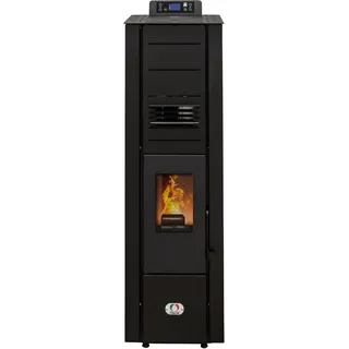 STUFE A PELLET ITALIA Colonna 10 KW | Pelletöfen Effizienz 85% Heizt 80m2 Superkompaktes Design Programmierbar 5 Geschwindigkeiten und Leistungsstufen 24 Monate Garantie Schwarz