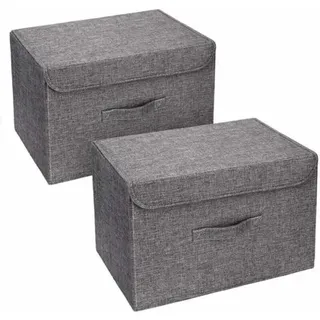 Set Mit 2 Waschbaren Aufbewahrungsboxen, Faltbare Kleideraufbewahrung, Stoffaufbewahrungskiste Mit Deckel Und Griffen Für Zuhause, Büro, Kinderzimmer, Kleiderschrank, Schlafzimmer (grau)