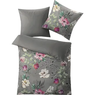 KLEINE WOLKE Vincenza Floral Baumwolle Basalt 155 x 220 cm + 2 x 80 x 80 cm