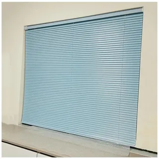 Aluminium Jalousien für Innen Fenster Nach Maß 25 35 45 55 65 75 85 95 105 115 125 135 145 155 165 175 cm Breite, 2.5cm Horizontal Blendschutz Alu Jalousie, Sichtschutz Jalousette(Light Blue)