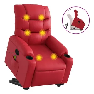 vidaXL Massagesessel mit Aufstehhilfe Kunstleder 93 x 99,5 x 93 cm Rot