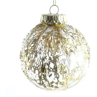 Decoris - Kaemingk Bruchfeste Weihnachtskugel Transparent Golddekor Ø 8 Cm - Kunststoff