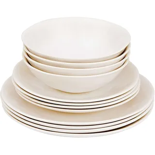 BUTLERS Geschirrset 4 Personen ATLANTIS Steinzeug Geschirr Set 12-tlg. Tafelservice | Schalen 550ml Teller 23cm Speiseteller 28cm | Farbverlauf mit Boho-Stil | Mikrowellen- & spülmaschinenfest