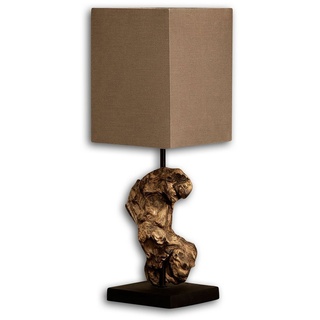 Levandeo® Nachttischlampe, Lampe Tischlampe aus Holz Holzlampe Tischleuchte braun Treibholz braun