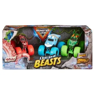 Spin Master Monster Jam, 3er-Pack „Charged Beasts“ (mit den Trucks Dragon, Octon8er und Ice Dragon), coole Trucks im Maßstab 1:64 (Spritzguss)