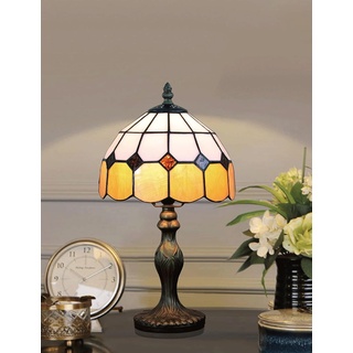8-zoll-tischlampe Im Tiffany-stil, Vintage-tischlampe, Handgefertigte Tischlampe Mit Buntglasschirm, Schlafzimmer-nachttischlampe, Arbeitszimmer-tischlampe, Büro-tischlampe(Color:Orangish yellow-2)