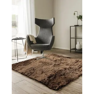 benuta Teppich Whisper, quadratisch, Höhe: 31 mm, Hochflorteppich Wohnzimmer, Schlafzimmer, Esszimmer, Flur, Weich braun 150 cm x 150 cm x 31 mm