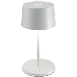 Zafferano, Olivia Mini Lampe, Tragbare und Wiederaufladbare Tischlampe mit Touch Control, Geeignet für Wohnzimmer und Außenbereich, Dimmer, 2200-3000 K, Höhe 22 cm, Farbe Weiß