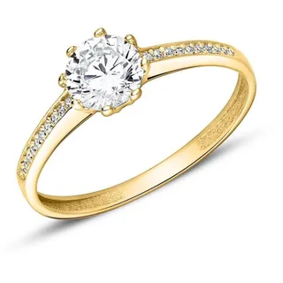 JEWLIX Goldring JEWLIX Verlobungsring 375er Gelbgold 9K mit Zirkonia Damenring VR0459 goldfarben 48