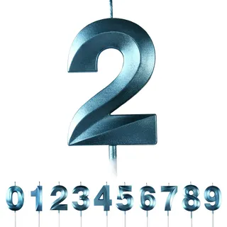 Geburtstagskerzen Zahlen 2,3D Blau Geburtstagskerzen,Kerzen Geburtstag Zahl 2, Kuchen Topper Dekoration Kuchendeko Geburtstag, Geburtstagskerzen für Geburtstagsdeko