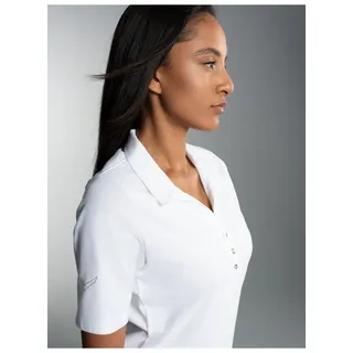 TRIGEMA Poloshirt »TRIGEMA Poloshirt aus Baumwolle mit Kristallsteinen«, (1 tlg.) Trigema weiss