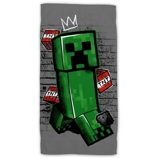 Jerry Fabrics Minecraft Metro Art Creeper Badetuch 70 x 140 cm mehrfarbig
