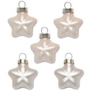 Inge Glas Magic Mini-Weihnachtskugeln Sterne 4cm 8 STK | Weihnachtsbaumanhänger Sterne aus Glas | in Karton-Box (Champagne | beige Glanz matt)