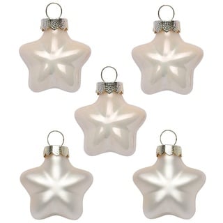 Inge Glas Magic Mini-Weihnachtskugeln Sterne 4cm 8 STK | Weihnachtsbaumanhänger Sterne aus Glas | in Karton-Box (Champagne | beige Glanz matt)