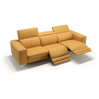 Ledersofa 3-Sitzer CUPELLO Relaxcouch Sofa Relaxfunktion - Gelb