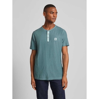 T-Shirt mit Serafino-Ausschnitt, Blau, L