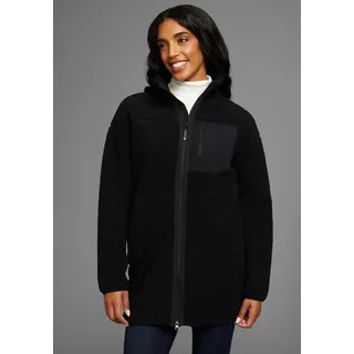 Fleecejacke POLARINO, Damen, Gr. 40/42, schwarz, Fleece, Obermaterial: 100% Polyester, Fellimitat, unifarben, bequem hüftbedeckend, eingefasste Kante, Jacken Fleecejacke, Teddy Fleece Jacke, Oversize, Topseller