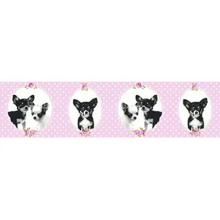 living walls Bordüre Little Stars, glatt, abstrakt, naturalistisch, Motiv, Kindertapete Tapete Tiere Borte Kinderzimmer Schlafzimmer Design Optik rosa|schwarz