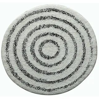 Badematte SATURN, Höhe 18 mm, rutschhemmend beschichtet, schnell trocknend, strapazierfähig, Baumwolle, rund, Badteppich mit Kreismuster, schwarz-weiß, 100% Baumwolle - Made in India, Florhöhe 18 mm, waschbar 30°, Anti-Rutsch Beschichtung, Größe 60 cm, rund schwarz|weiß