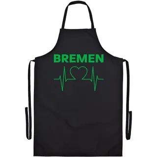multifanshop Grillschürze - Bremen - Herzschlag - Druck grün - Schürze