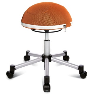 Ergonomischer Bürohocker mit rollen Sitness HALF BALL, orange mit Metallkreuz