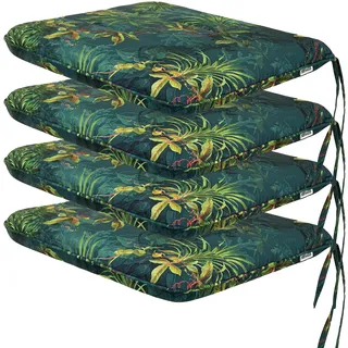 HOBBYGARDEN Set 4 Outdoor & Indoor Sitzkissen 50x43 cm Grünes Gras | Wetterfeste Sitzpolster für Gartenstühle, Palettenkissen, Liege & Balkon | Bequeme Outdoor Kissen Gartenmöbel