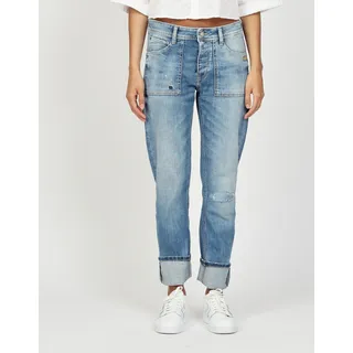 Boyfriend-Jeans GANG "94NICA WORKER", Damen, Gr. 30, N-Gr, truly aged denim, Denim/Jeans, Obermaterial: 90% Baumwolle, 8% Polyester, 2% Elasthan, casual, regular fit lang, Jeans