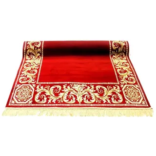 Belle Arti Teppich Luxus Teppich Wohnzimmer Barock schwarz gold beige oder rot kurzflor, Rechteckig, flauschig rot Rechteckig | 80 cm x 300 cm
