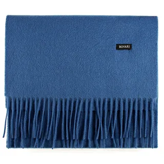Bovari Kaschmir Schal Herren – 100% Kaschmir/Cashmere – Premium Qualität – 180 x 31 cm - viele Farben (blau) - M