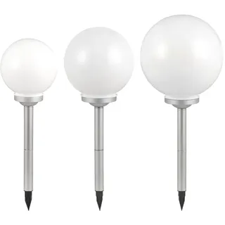 ETC Shop Außenleuchte Kunststoff, Metall 20, 25, 30 cm 3er Set weiß