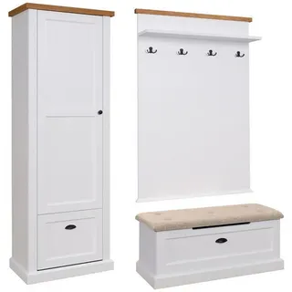 Feldmann-Wohnen Garderoben-Set, Weiß, Braun, Holzwerkstoff, 4 Fächer, Rechteckig, 172x200x42 cm, Garderobe, Garderoben-Set & Garderoben-Serien, Garderoben-Sets