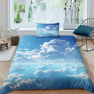 AAHARYA Wolkenmeer 3D-gedrucktes Bettwäsche-Set, Himmel, Weicher Mikrofaser-Bettbezug, Kissenbezüge Und Bettbezug Für Kinder, Mädchen, Jungen, Teenager Single(135x200cm)