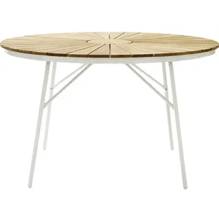 Cinas Ellen Gartentisch Ø 110 x 74 cm Weiß/Teak