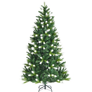 COSTWAY 180cm Weihnachtsbaum mit Schnee, künstlicher Tannenbaum mit 850 PVC-Zweigen, klappbarer Metallständer, winterliche Christbaum für Festdekoration Indoor Outdoor