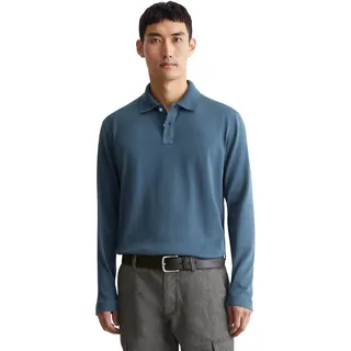 Langarm-Poloshirt MARC O'POLO, Herren, Gr. XXL, blau (moon stone), Jersey, Obermaterial: 100% Baumwolle, casual, regular fit, Langarm, Shirts